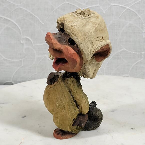 Vintage Henning Norway Hand Carved Troll Figurine Wood Folk Art 6” Handmade - Picture 3 of 14